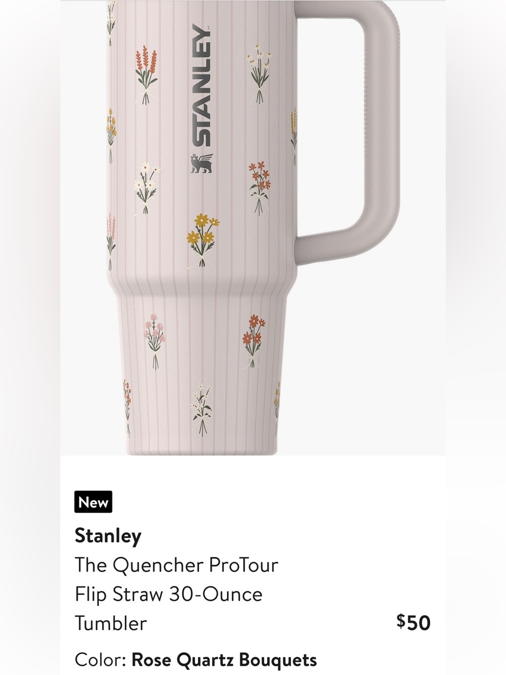 Stanley The Quencher Pro Tour Quartz Rose Bouqets 30 Ounce Tumbler - Picture 10 of 10